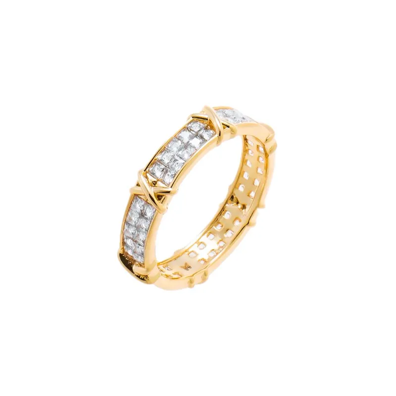 CZ Pricess Cut Cross X Eternity Band made by Adina Eden's