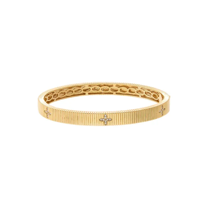 CZ Flower Station Fluted Bangle Bracelet made by Adina Eden's
