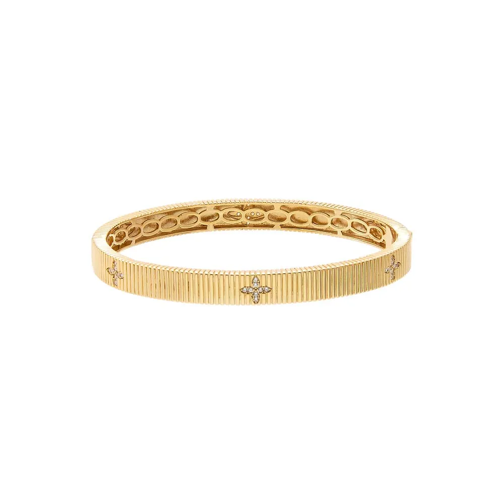 CZ Flower Station Fluted Bangle Bracelet sold by Adina Eden's