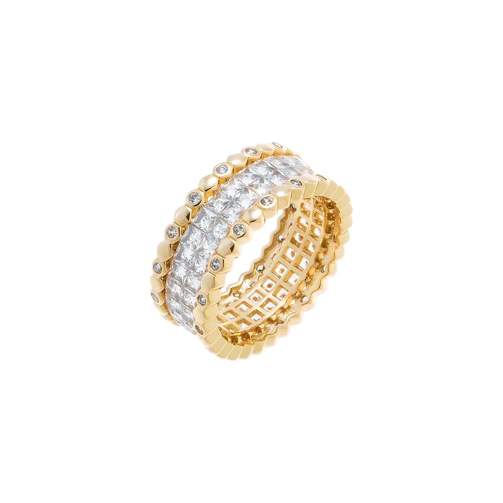 CZ Diamond-Cut Beaded Bezel Wide Band sold by Adina Eden's