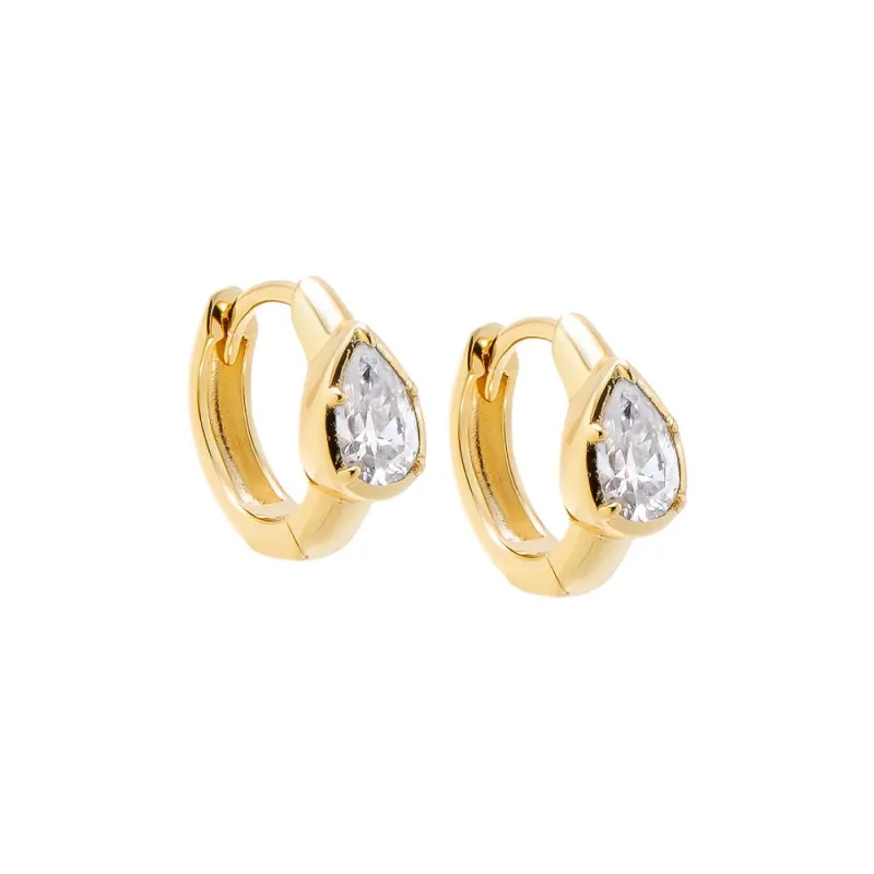 Moissanite Teardrop Bezel Huggie Earring made by Adina Eden's