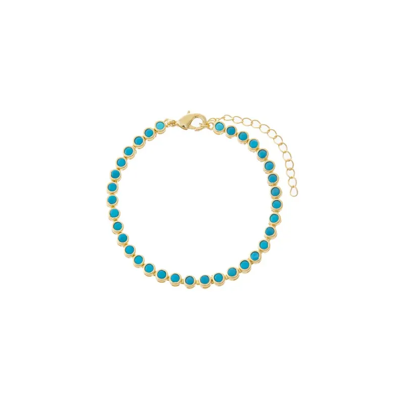 Turquoise Gemstone Bezel Tennis Bracelet made by Adina Eden's