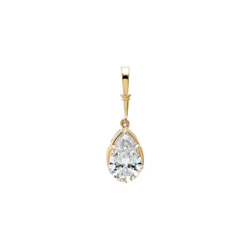 Lab Grown Diamond Vintage Pear Prong Set Charm 14K made by Adina Eden's