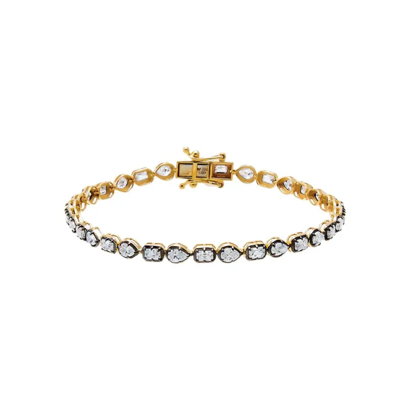 Lab Grown Diamond Pear/Emerald Cut Encased Tennis Bracelet 14K made by Adina Eden's