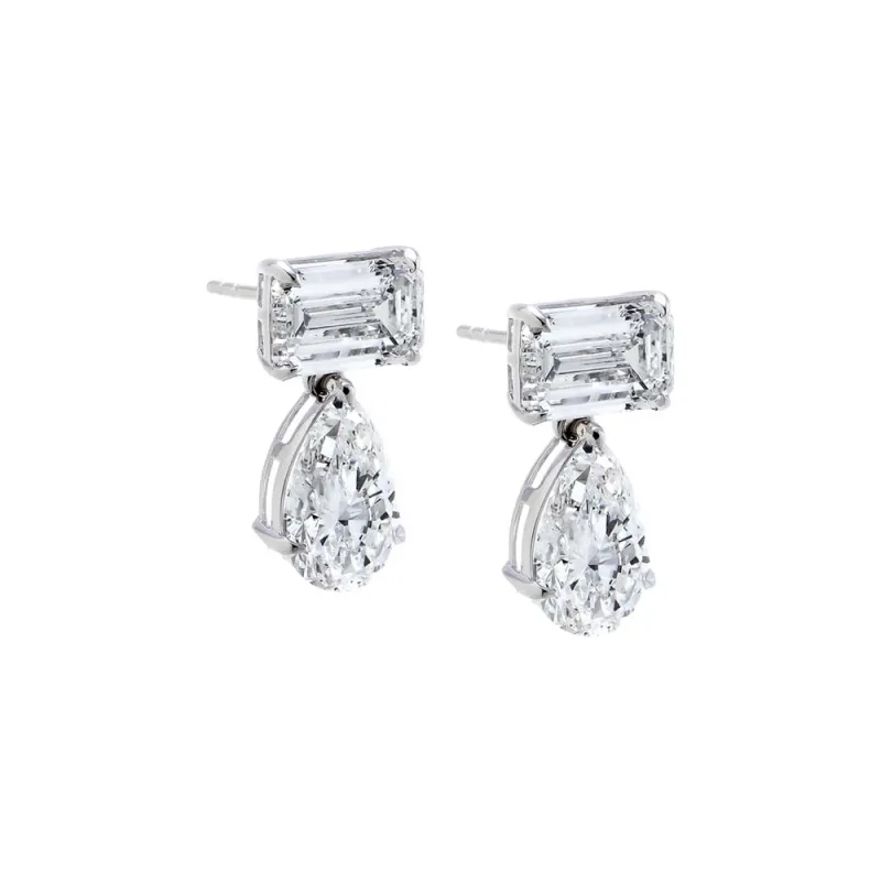 Lab Grown Diamond Emerald/Pear Floating Stud Earring 14K made by Adina Eden's