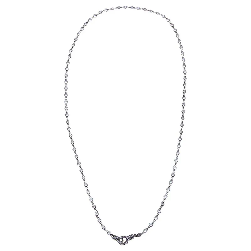 Black Rhodium Pave Lobster Clasp CZ Bezel Link Chain Necklace 36" made by Adina Eden's