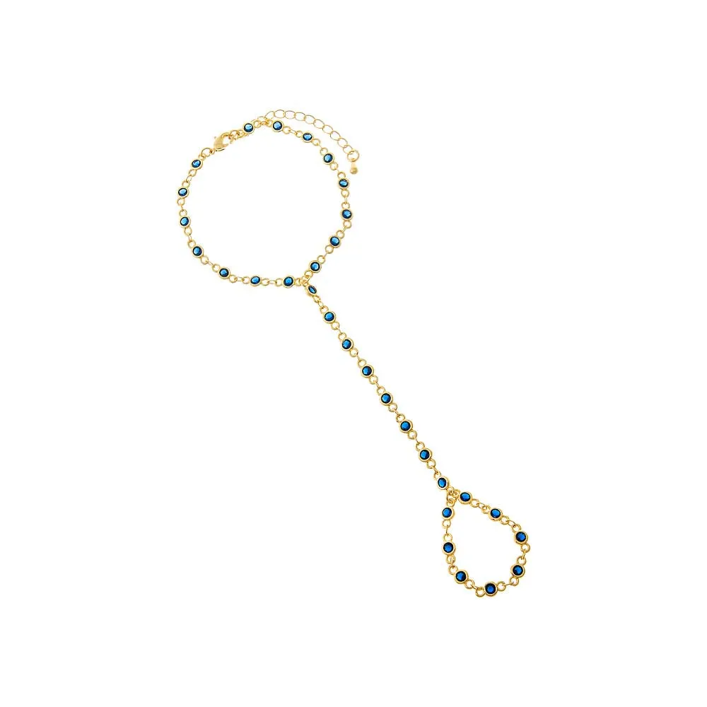Colored CZ Station Bezel Hand Chain Bracelet sold by Adina Eden's product image thumbnail 3