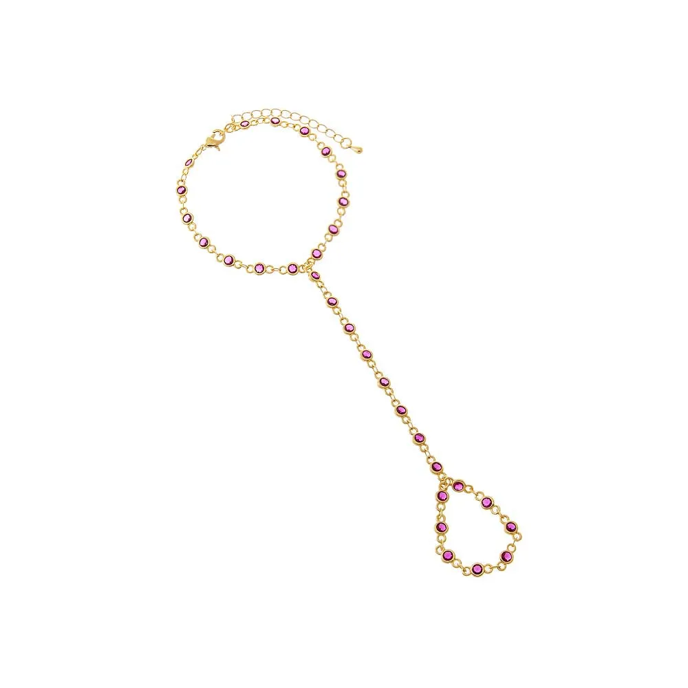 Colored CZ Station Bezel Hand Chain Bracelet sold by Adina Eden's product image thumbnail 4