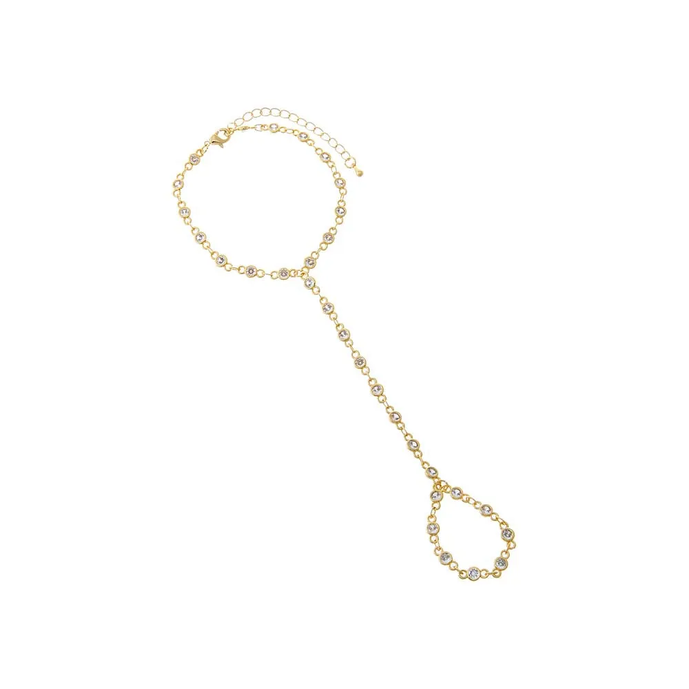 Colored CZ Station Bezel Hand Chain Bracelet sold by Adina Eden's product image thumbnail 5
