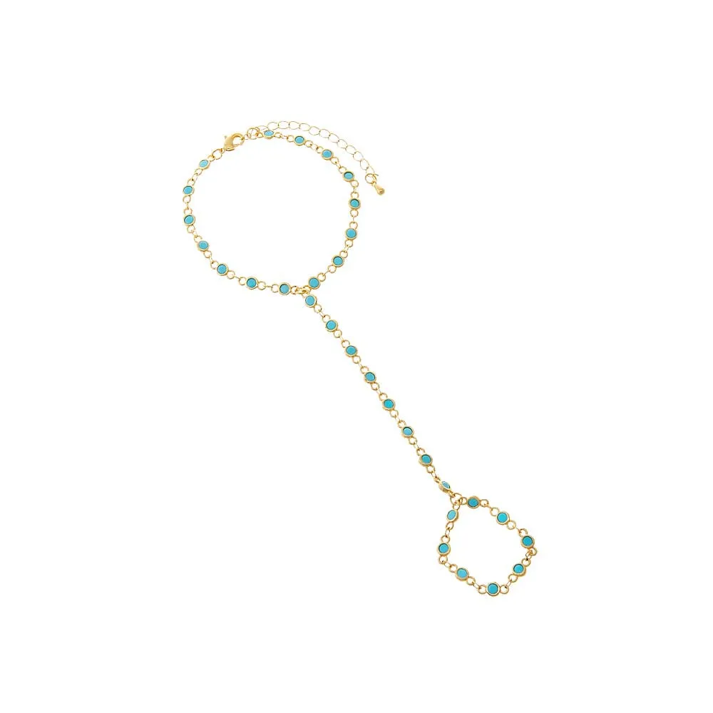 Colored CZ Station Bezel Hand Chain Bracelet sold by Adina Eden's product image thumbnail 2