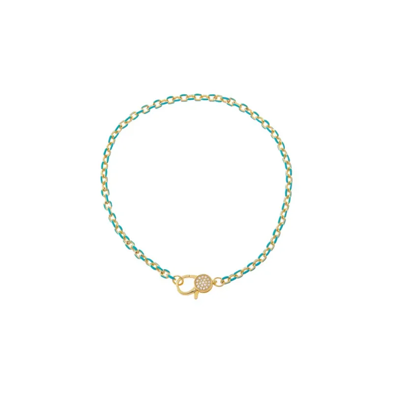 Colored Enamel Pave Disc Clasp Link Chain Anklet made by Adina Eden's
