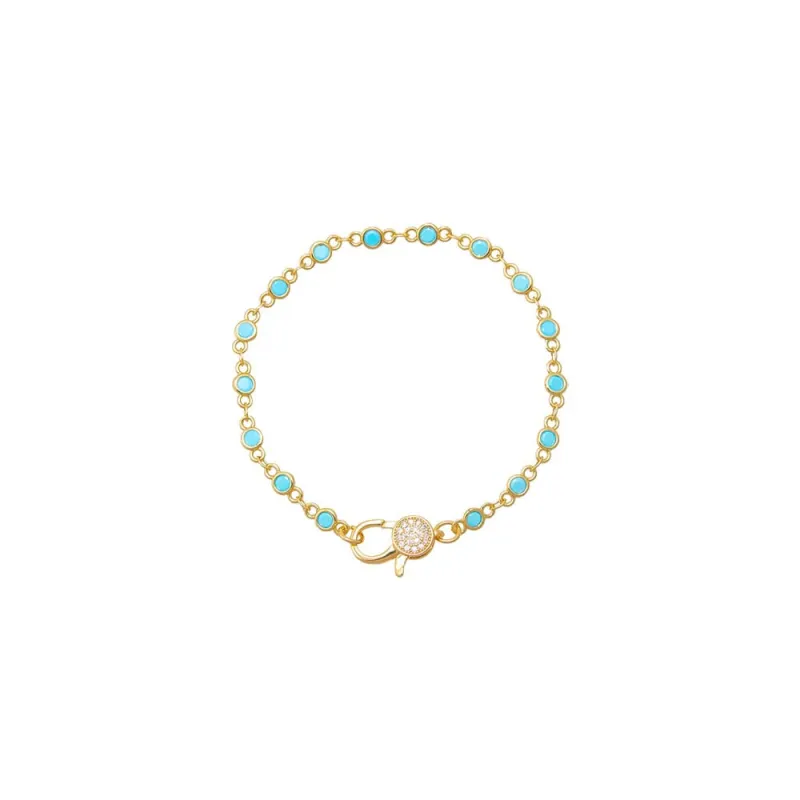 Colored CZ Bezel Pave Clasp Tennis Link Chain Bracelet made by Adina Eden's