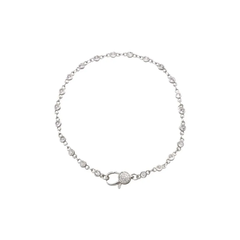 Colored CZ Bezel Pave Clasp Tennis Link Chain Anklet made by Adina Eden's