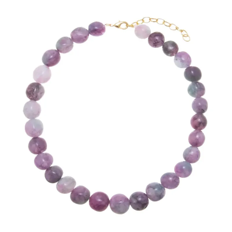 Rainbow Quartz Natural Stone Ball Chain Necklace made by Adina Eden's