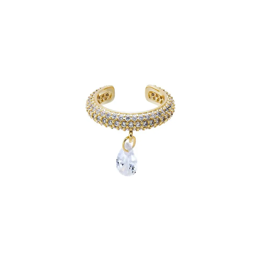 Pave Eternity Floating Pear Ear Cuff sold by Adina Eden's