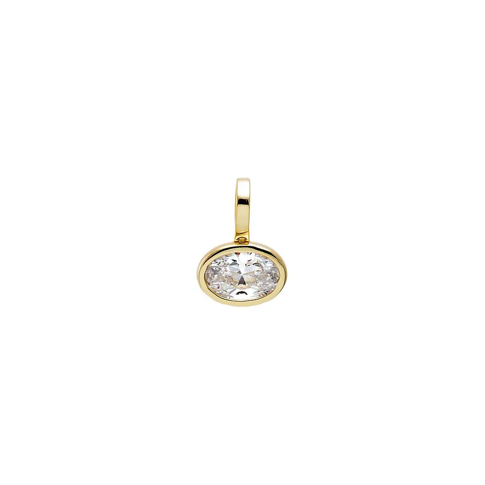 CZ Oval Thick Bezel Charm sold by Adina Eden's