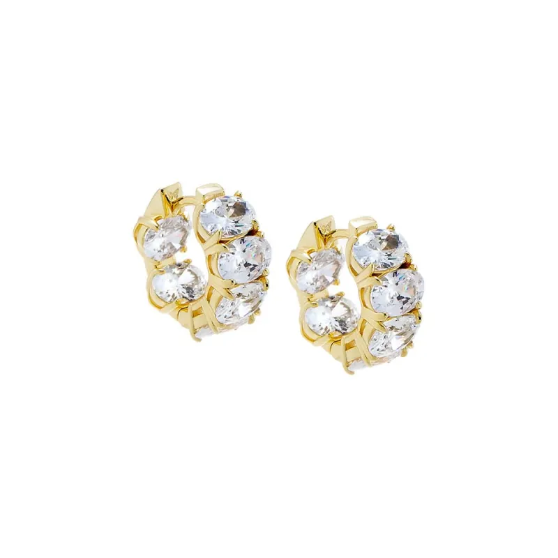 CZ Oval In/Out Huggie Earring made by Adina Eden's