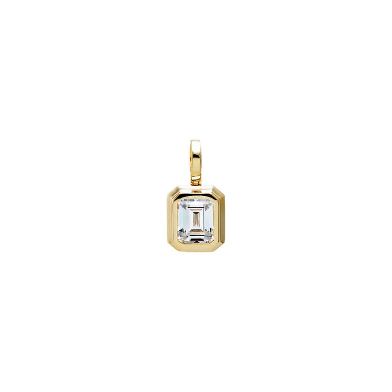 CZ Emerald Cut Solitaire Basket Charm made by Adina Eden's