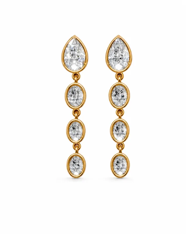 Lab Grown Diamond Pear/Oval Drop Bezel Stud Earring 14K made by Adina Eden's