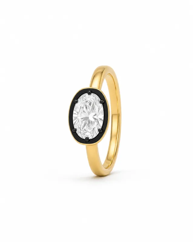 Lab Grown Diamond Oval Encased East/West Pink Ring 14K made by Adina Eden's