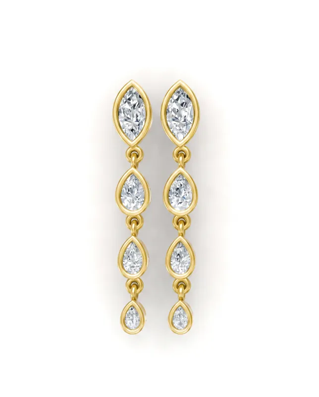 Lab Grown Diamond Marquise/Pear Drop Bezel Stud Earring 14K made by Adina Eden's