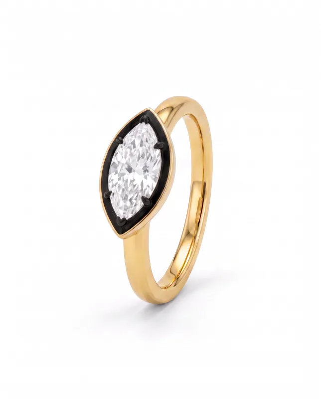 Lab Grown Diamond Marquise Encased East/West Pink Ring 14K made by Adina Eden's
