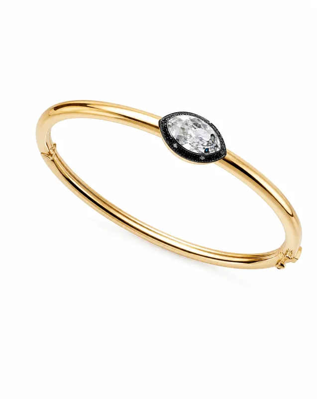 Lab Grown Diamond Marquise Encased Bezel Bangle 14K made by Adina Eden's