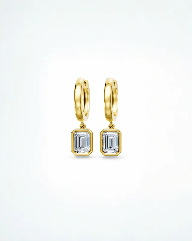 Lab Grown Diamond Emerald Drop Huggie Earring 14K made by Adina Eden's