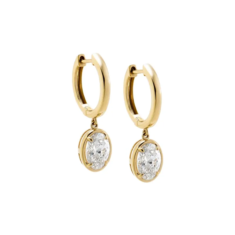 Lab Grown Diamond Oval Drop Huggie Earring 14K made by Adina Eden's