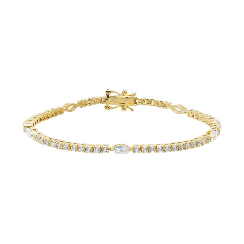 CZ Marquise/ Round Line Tennis Bracelet made by Adina Eden's