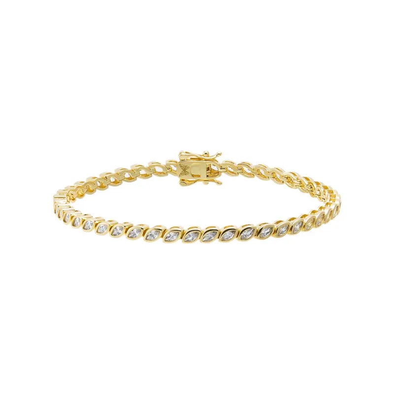 CZ Marquise Bezel Tennis Bracelet made by Adina Eden's