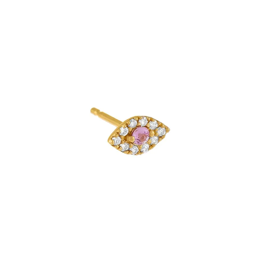 Pink Sapphire X Diamond Evil Eye Stud Earring 18K sold by Adina Eden's product image thumbnail 3