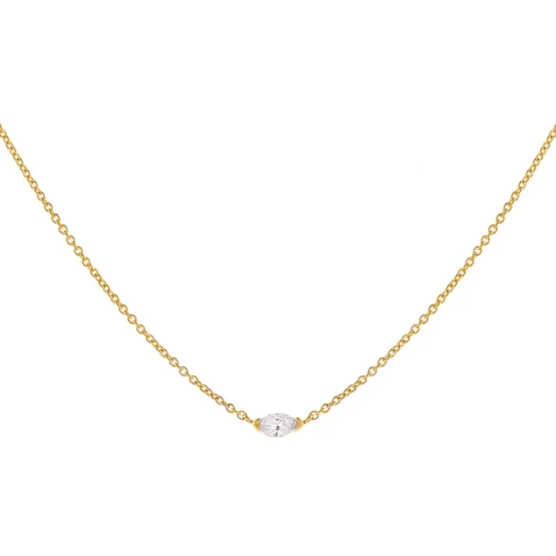 Diamond Tiny Marquise Necklace 14K sold by Adina Eden's