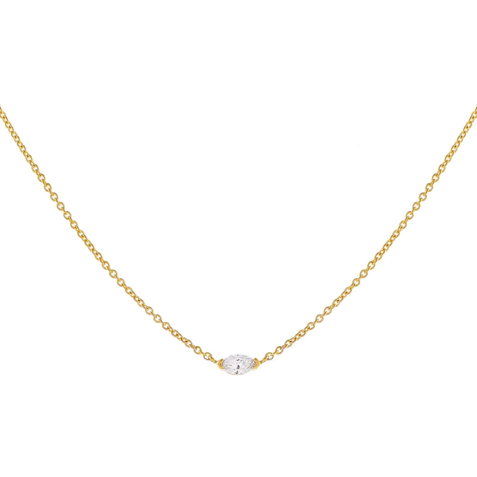 Diamond Tiny Marquise Necklace 14K sold by Adina Eden's