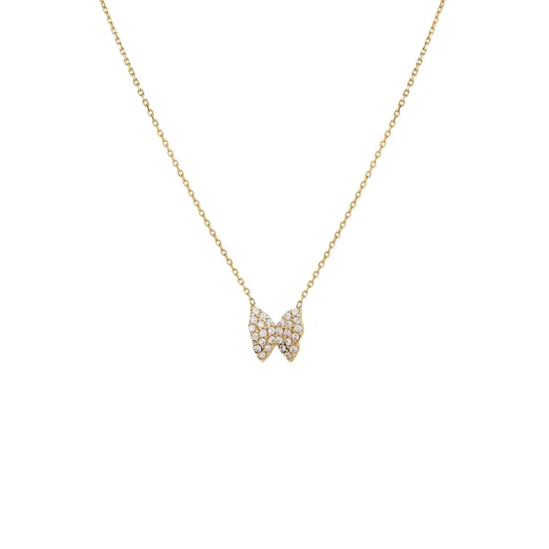 CZ Pave Butterfly Necklace 14K sold by Adina Eden's