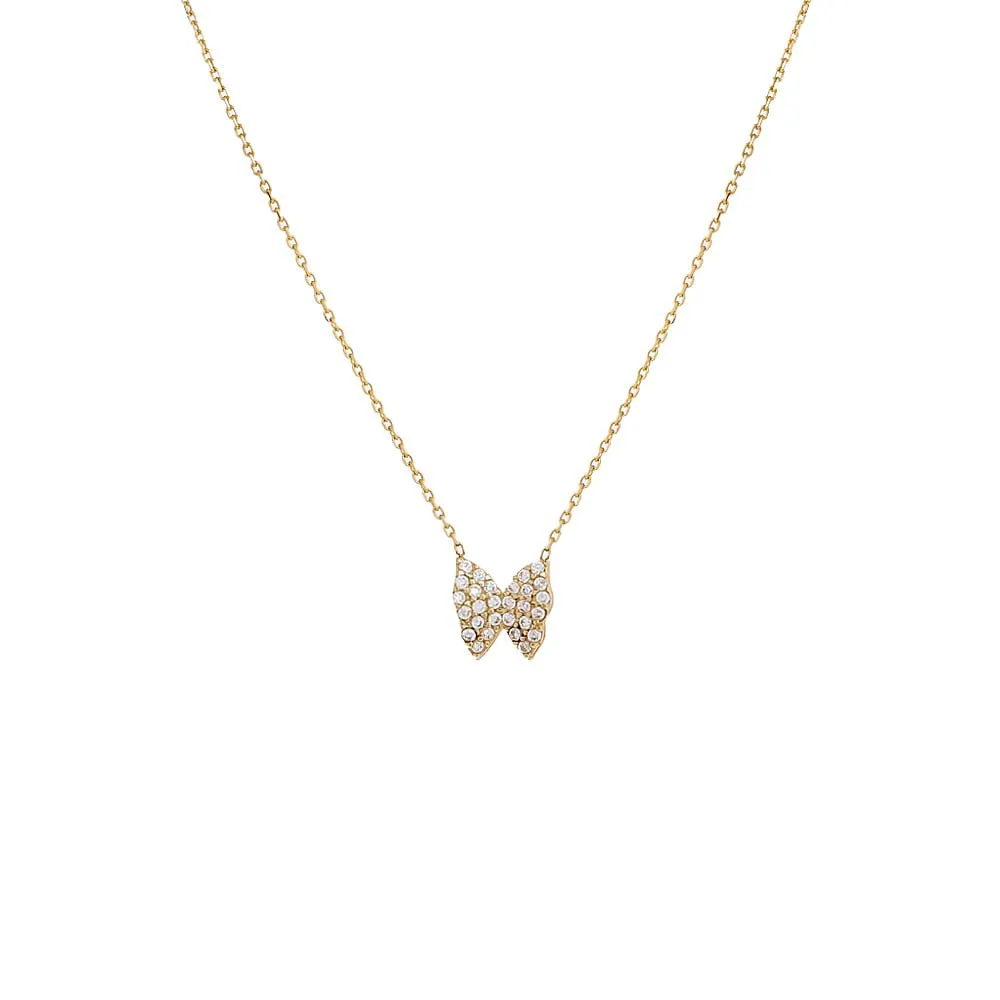 CZ Pave Butterfly Necklace 14K sold by Adina Eden's