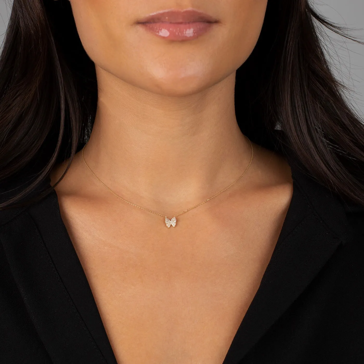 CZ Pave Butterfly Necklace 14K sold by Adina Eden's product image thumbnail 2
