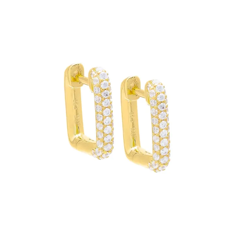 Pavé Square Huggie Earring sold by Adina Eden's