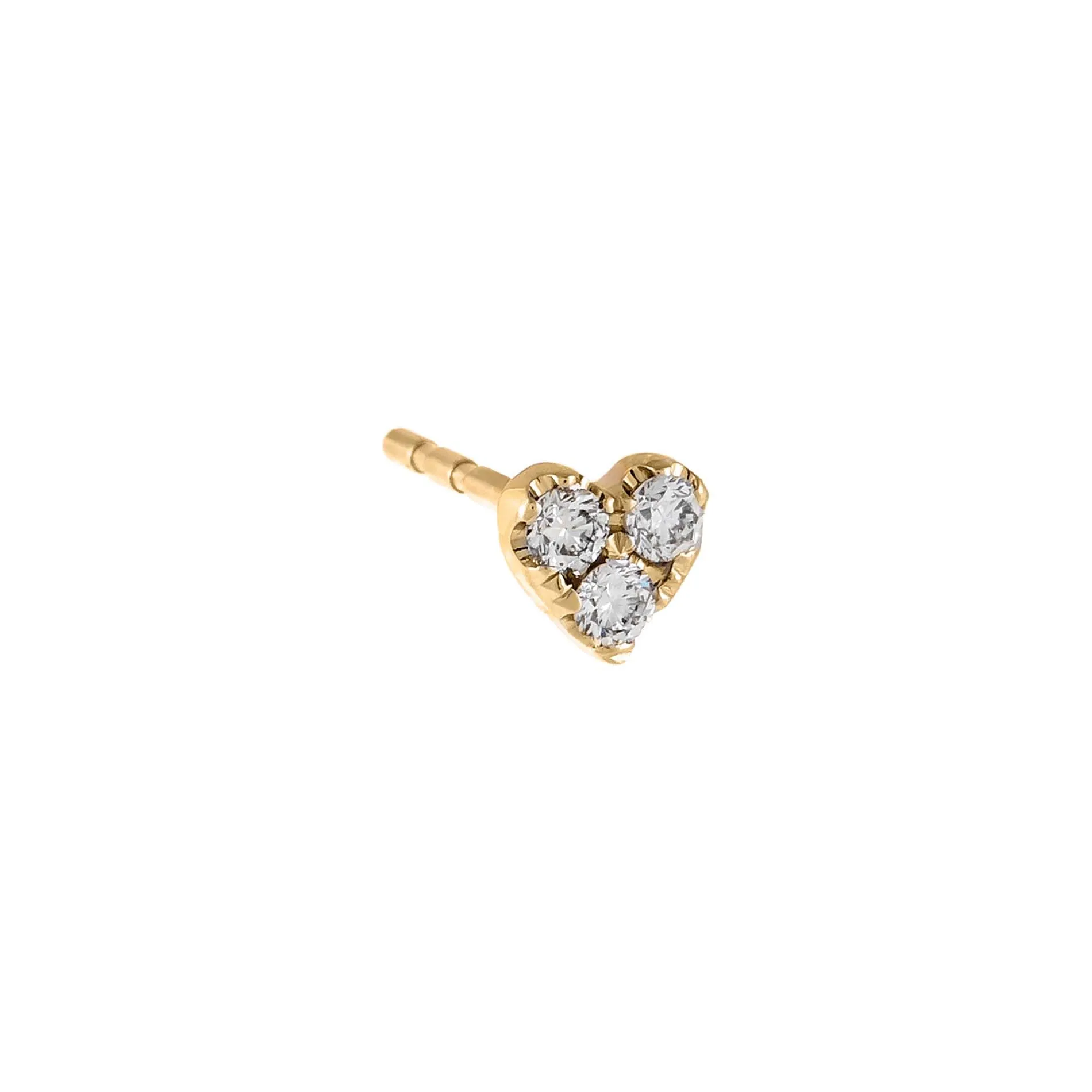Small Heart Diamond Cluster Stud Earring 14K sold by Adina Eden's product image thumbnail 3
