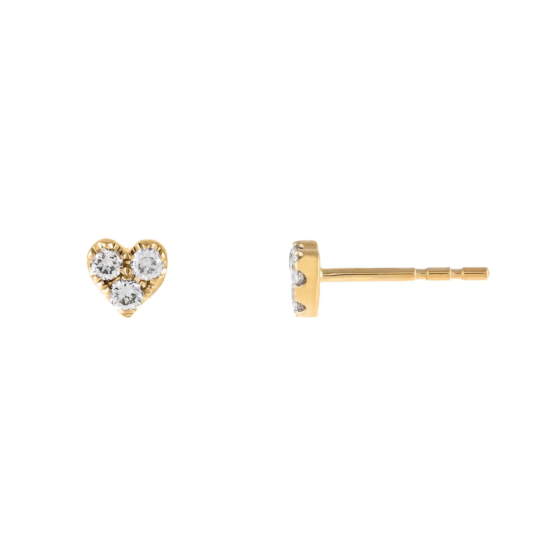 Small Heart Diamond Cluster Stud Earring 14K sold by Adina Eden's