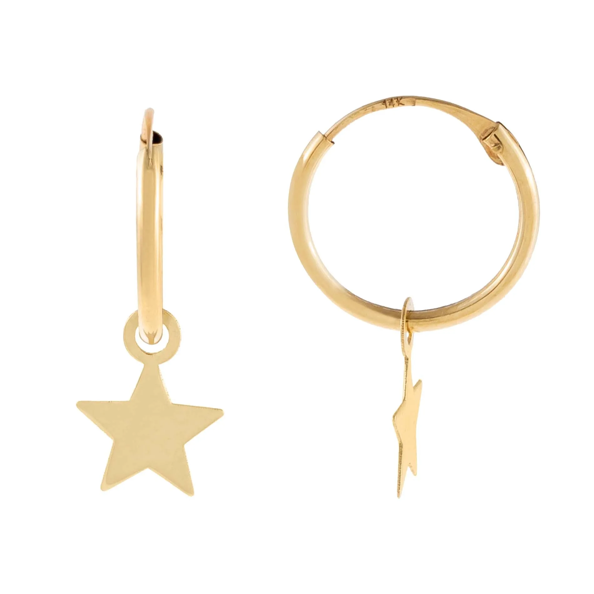 Solid Star Hoop Earring 14K sold by Adina Eden's