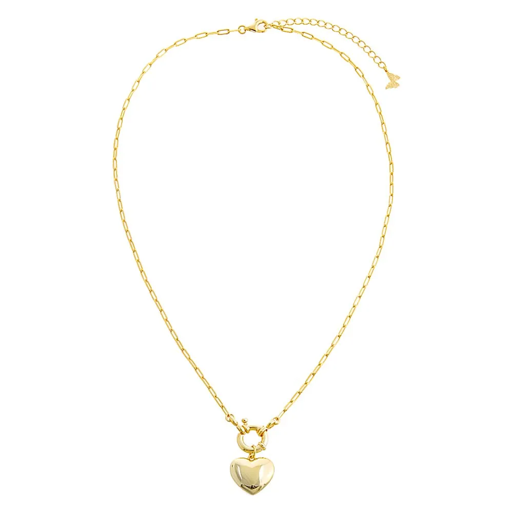 Solid Puffy Heart Paperclip Chain Necklace sold by Adina Eden's product image thumbnail 3