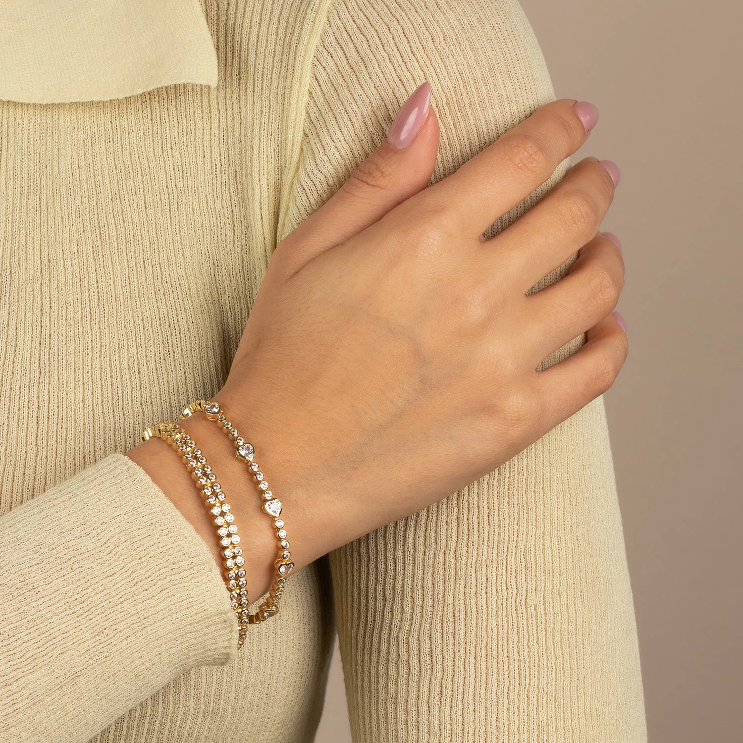 Double Row CZ Bezel Tennis Bracelet sold by Adina Eden's product image thumbnail 2