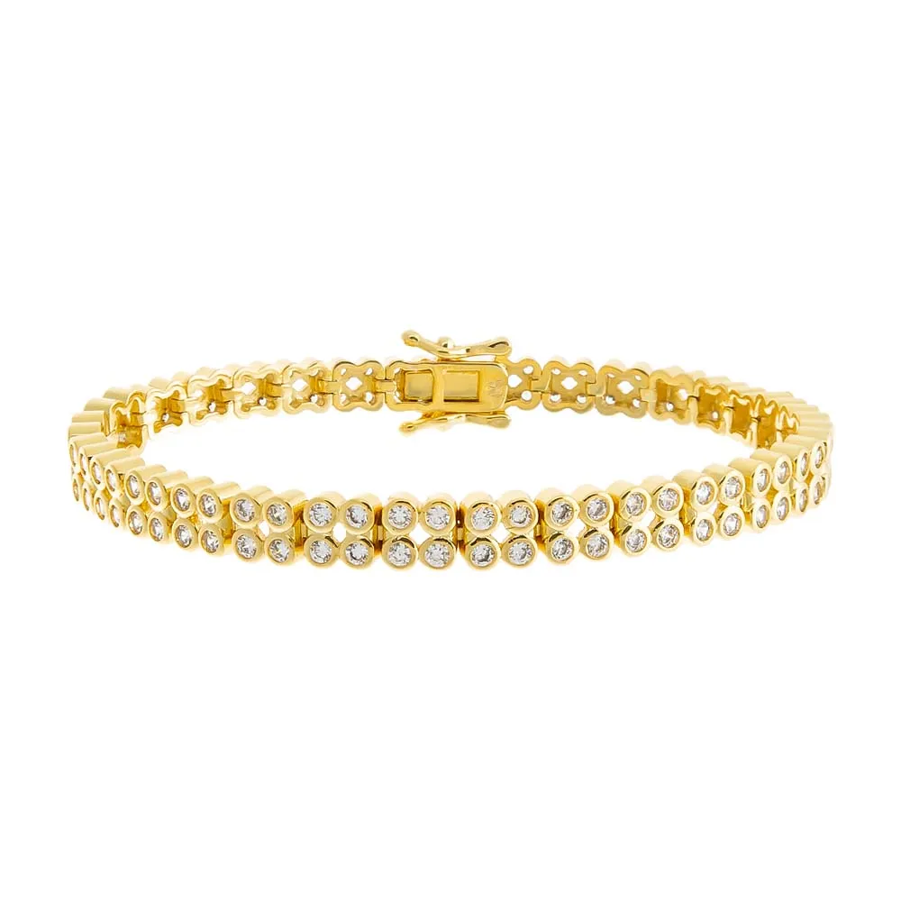 Double Row CZ Bezel Tennis Bracelet sold by Adina Eden's