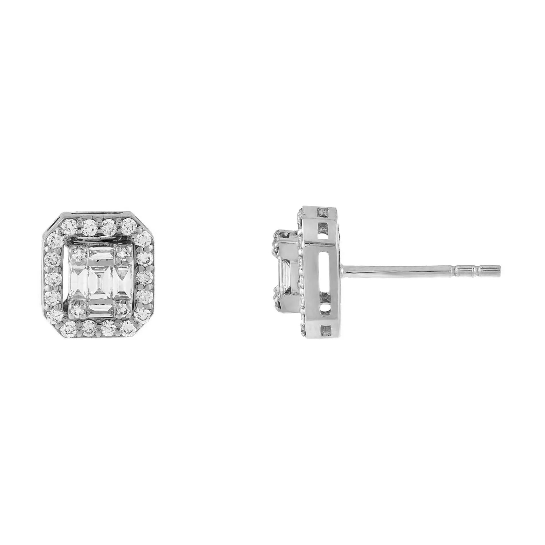 Diamond Illusion Emerald Stud Earring 14K sold by Adina Eden's product image thumbnail 3