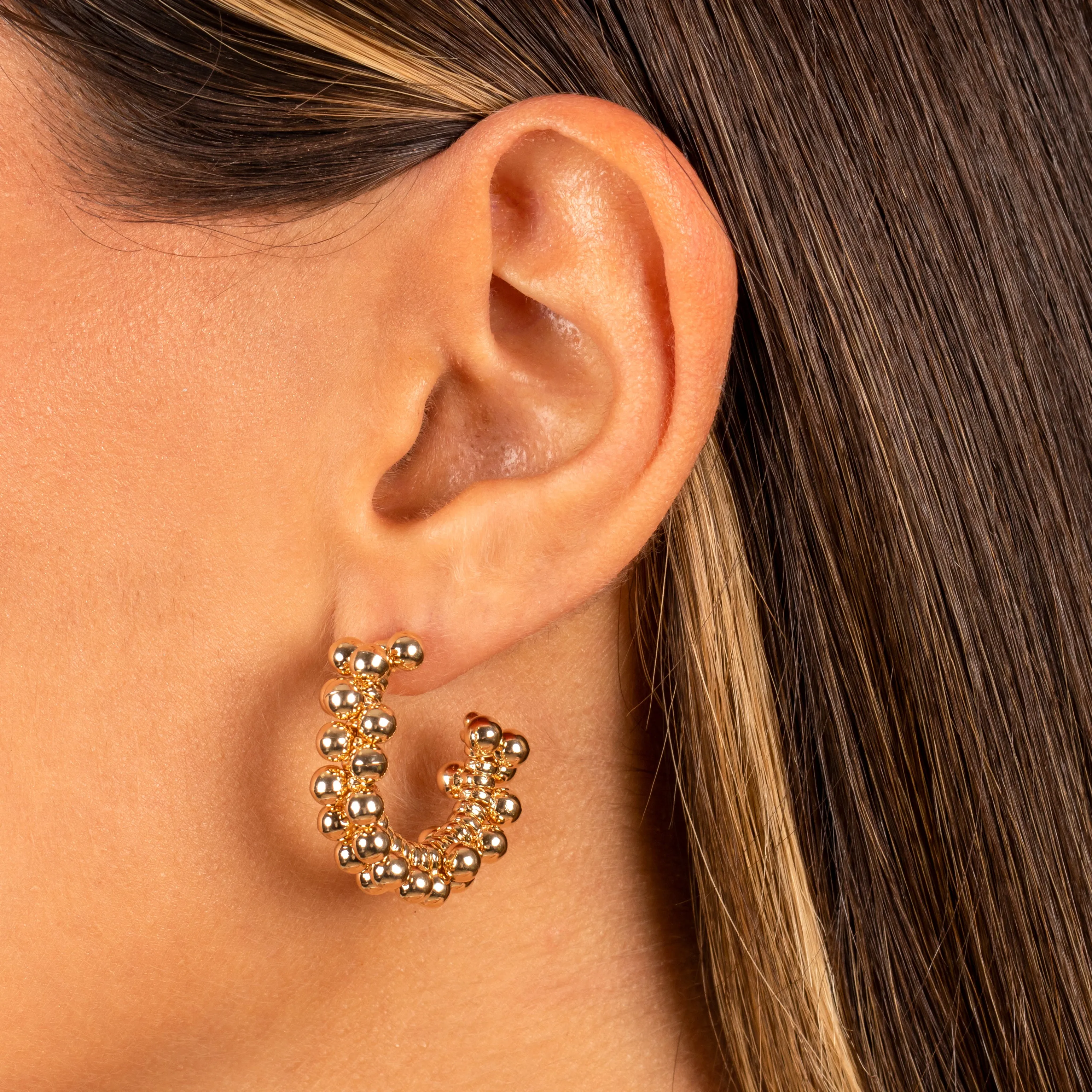 Scattered Beads Hoop Earring sold by Adina Eden's product image thumbnail 4