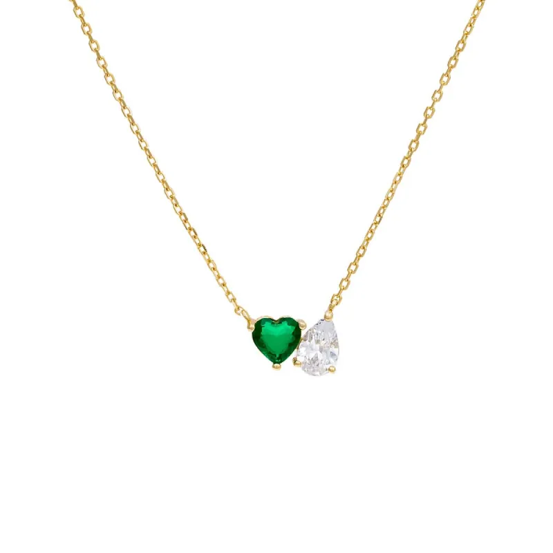 Heart X Pear CZ Necklace sold by Adina Eden's