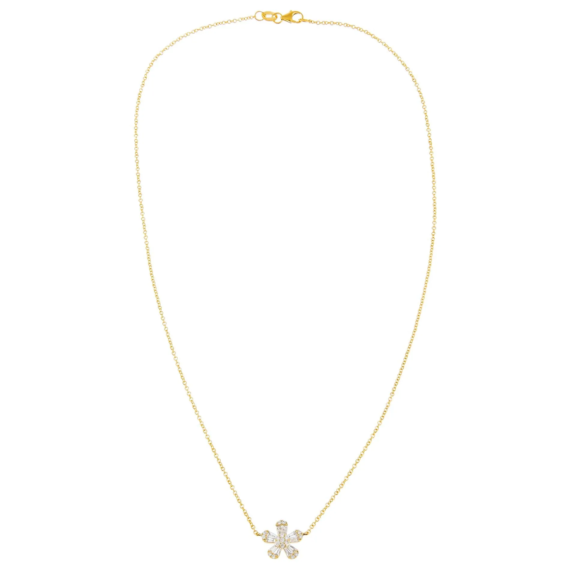 Diamond Flower Baguette Necklace 14K sold by Adina Eden's product image thumbnail 3