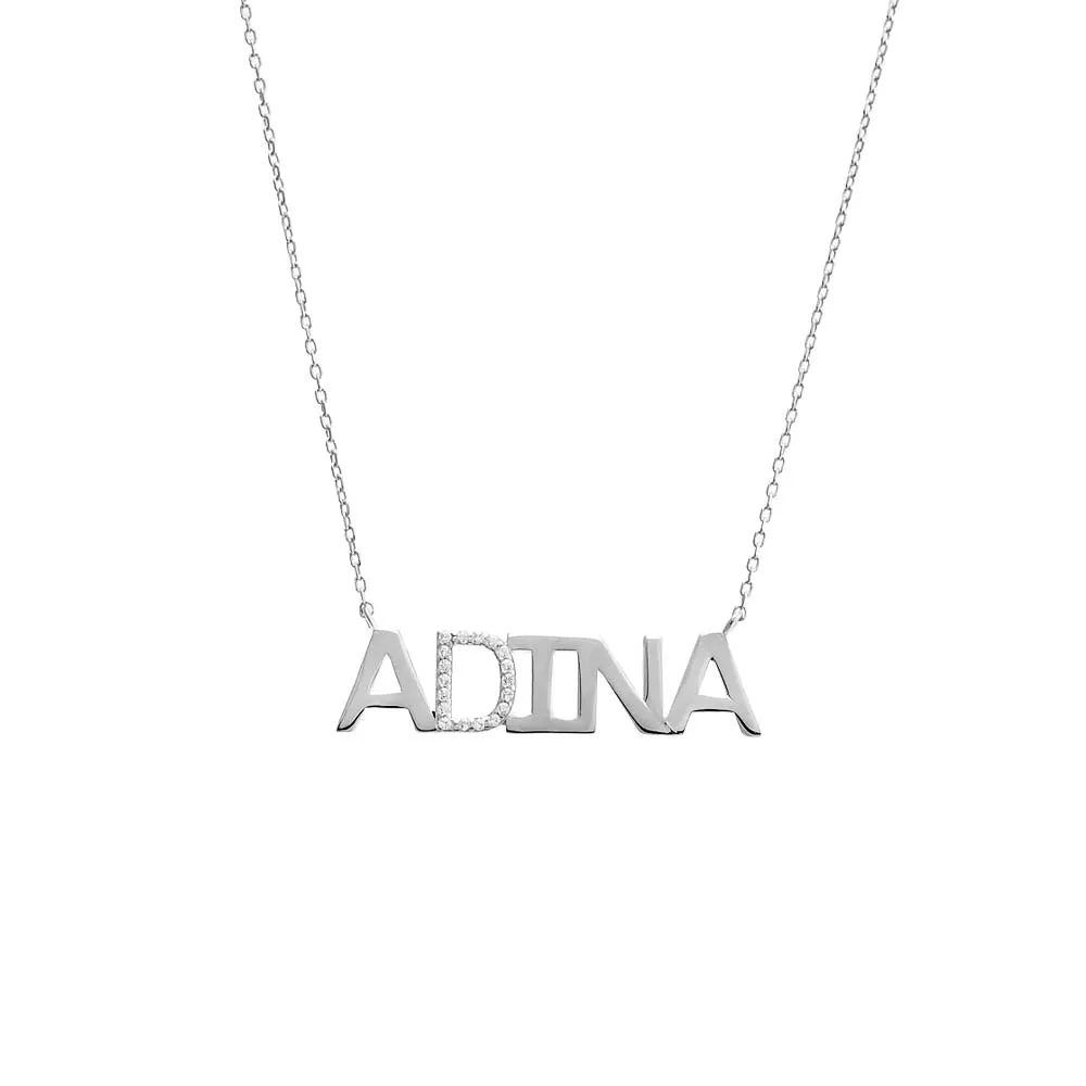 Pave Accented Nameplate Necklace sold by Adina Eden's product image thumbnail 3