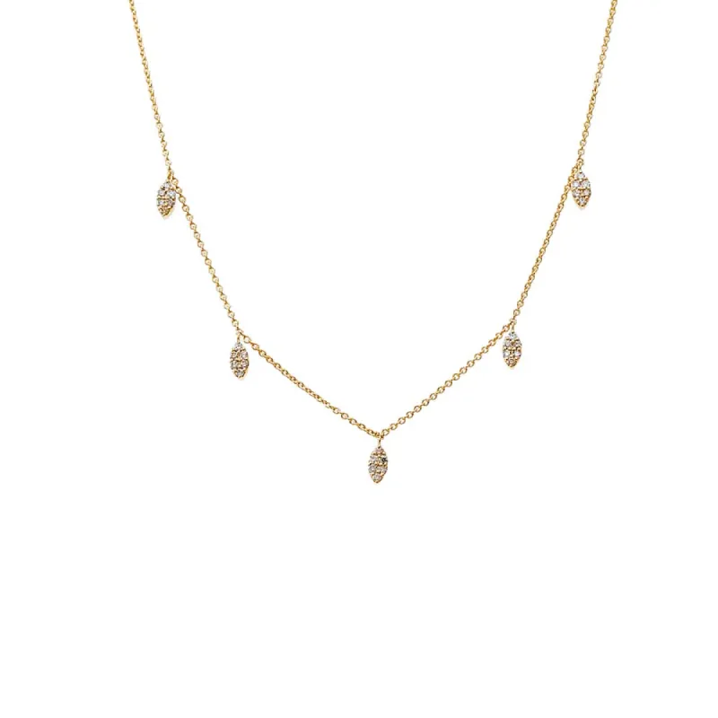 Diamond Pave Dangling Marquise Shaker Necklace 14K sold by Adina Eden's